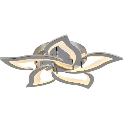 Люстра светодиодная 5 плафонов 73*12 см 90Вт 4590LM 40м2 3 цвета пластик пульт хром Baizheng