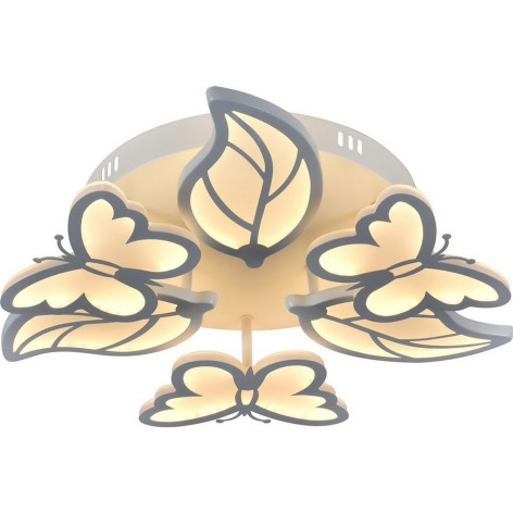 Люстра светодиодная 6 плафонов 55*13 см 114Вт 5130LM 50м2 3 цвета пульт белый Baizheng