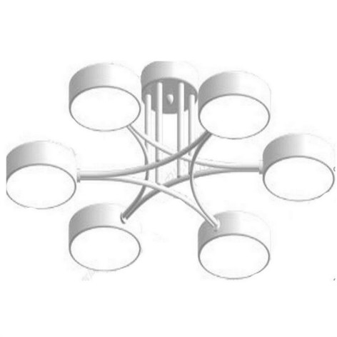 Люстра светодиодная 6 плафонов 68*14 см 108Вт 4860LM 45 м2 3 цвета металл белый Baizheng