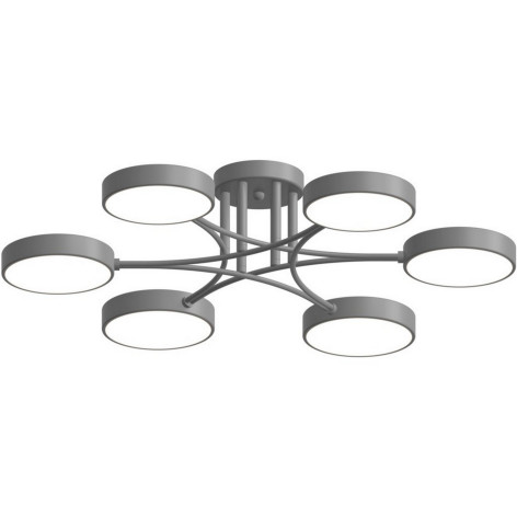 Люстра светодиодная 6 плафонов 69*15 см 108Вт 4860LM 45 м2 3 цвета металл серый Baizheng