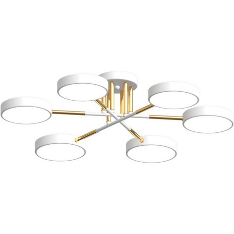 Люстра светодиодная 6 плафонов 69*15см 108Вт 4860LM 45м2 3 цвета металл белый золото Baizheng