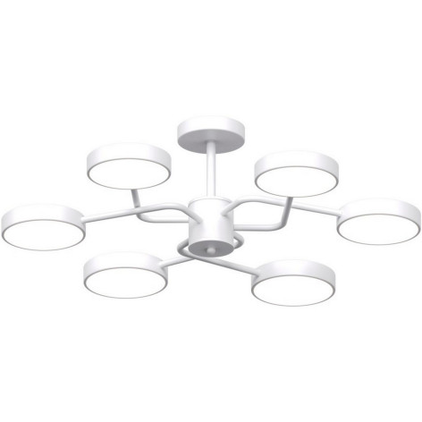 Люстра светодиодная 6 плафонов 74*23см 108Вт 4860LM 45м2 3 цвета металл пластик белый Baizheng