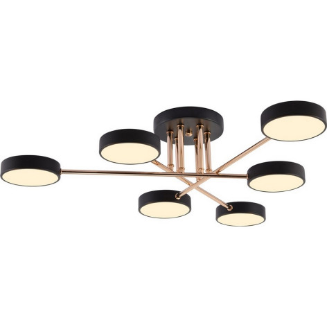 Люстра светодиодная 6 плафонов 78*15см 72Вт 2160LM 32м2 3 цвета металл черный золото Baizheng
