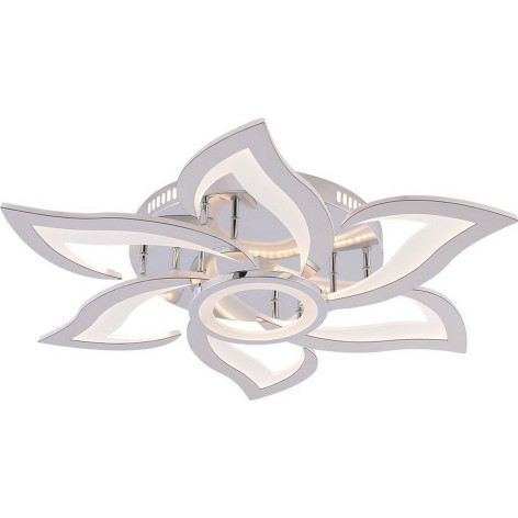 Люстра светодиодная 7 плафонов 74,5*7,5см 130Вт 6630LM 50м2 3 цвета пластик пульт хром Baizheng