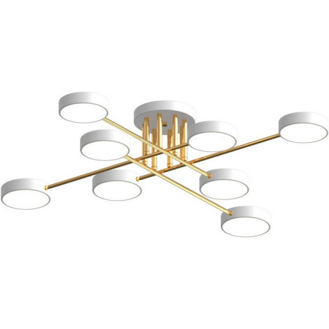 Люстра светодиодная 8 плафонов 86*14см 90Вт 4320LM 40м2 3 цвета металл белый золото Baizheng