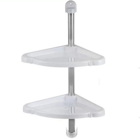 Этажерка пластиковая для ванной 2-х ярусная 24*24*98,3 см угловая снежно-белый Элансия Berossi