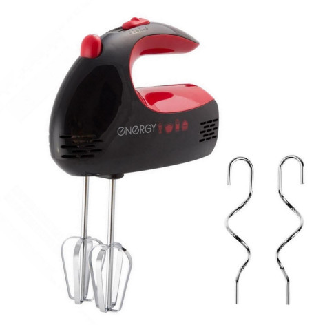 Миксер пластиковый 250 Вт 5 скоростей 4 насадки черно-красный EN-244 Energy Миксер пластиковый 250 Вт 5 скоростей 4 насадки черно-красный EN-244 Energy