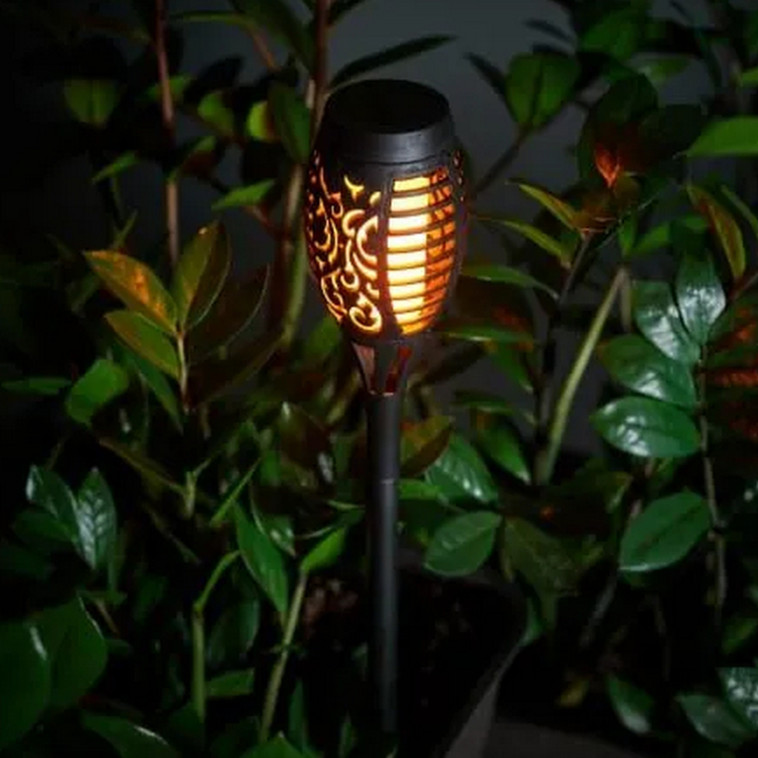 Рисунок Фонарь садовый 7,5*7,5*49 см 12 Led солнечная батарея 1500 мАч черный XS10541 Baizheng