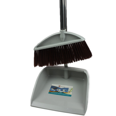 Набор пластиковый для уборки веник + совок 96*39*64 см пластик ручка серый Baizheng