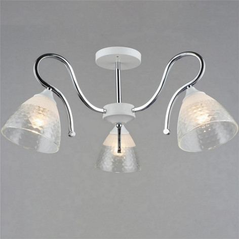 Люстра 3 плафона 60*27 см Е27 60Вт 12м2 плафон стекло белый хром Baizheng