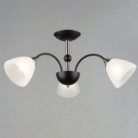 Люстра 3 плафона 67*30 см Е27 60Вт 12м2 плафон стекло черный Baizheng