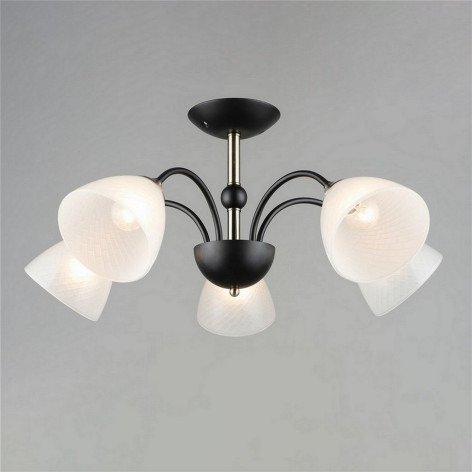 Люстра 5 плафонов 67*30 см Е27 60Вт 20м2 плафон стекло черный Baizheng