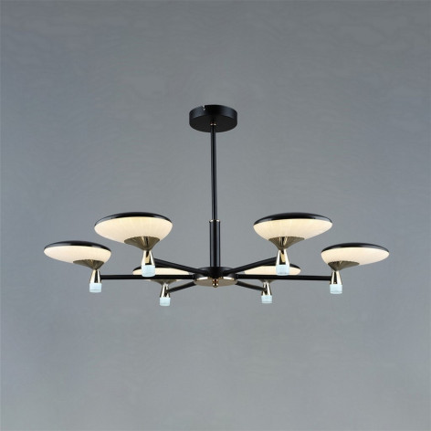 Люстра светодиодная 6 плафонов 78*46,5см 156Вт 2100LM 30м2 3 цвета прилож пульт черный Baizheng