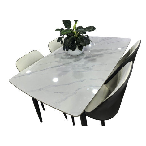 Стол керамогранит кухонный 130*80 см каркас металл ножки черный 8C 2 кор Baizheng