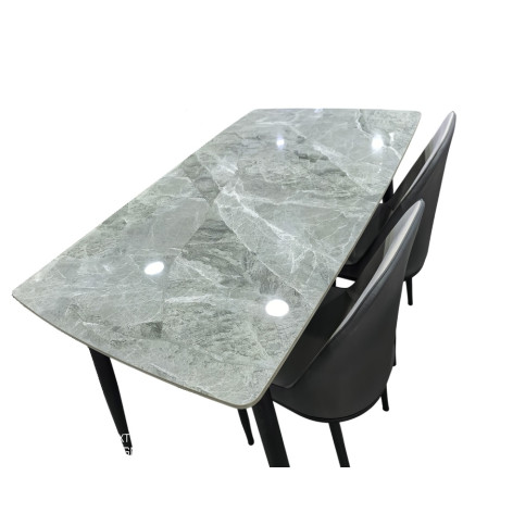 Стол керамогранит кухонный 130*80 см каркас металл ножки черный 8D 2 кор Baizheng