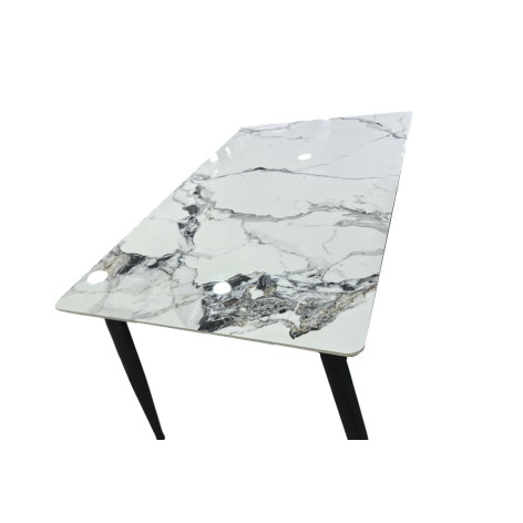 Стол керамогранит кухонный 130*80 см мрамор ножки металл черный 8B 2 кор Baizheng