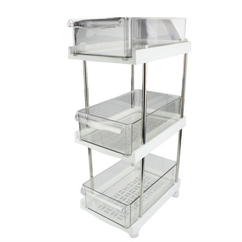 Этажерка пластиковая 3-х ярусная 375х200х665 мм прямоугольная проз-белый Baizheng