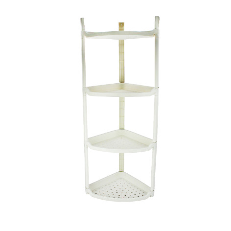 Этажерка пластиковая 4-х ярусная 41х29,5х99,5 см углловая белый Baizheng