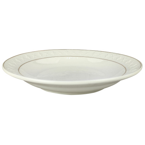 Тарелка фарфоровая суповая 20 см 500 мл круг бело-золотой Династия Коралл