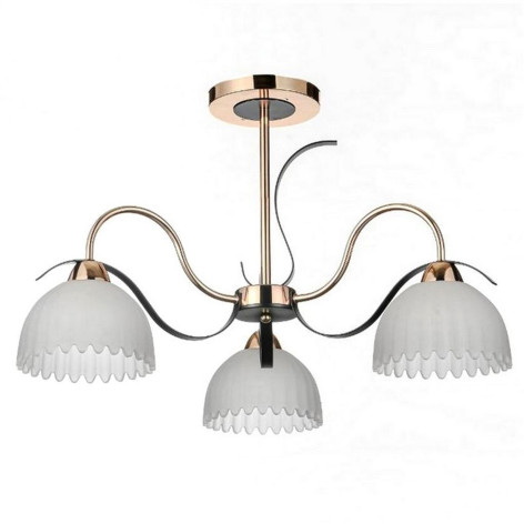 Люстра 3 плафона 57*40,5 см Е27 60Вт 12м2 плафон стекло бронза черный Baizheng