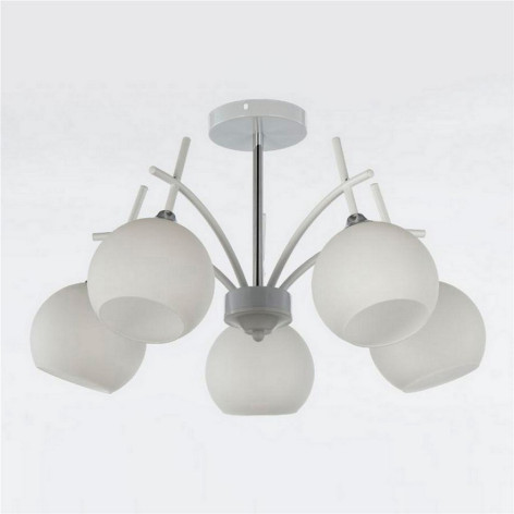 Люстра 5 плафонов 55*31 см Е27 60Вт 20 м2 плафон стекло серый белый Baizheng