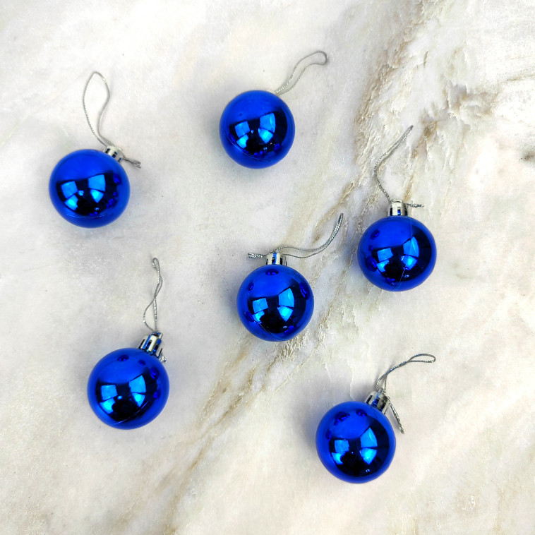 Фото Набор пластиковых шаров d-4 см 6 шт синий Глянец Серпантин