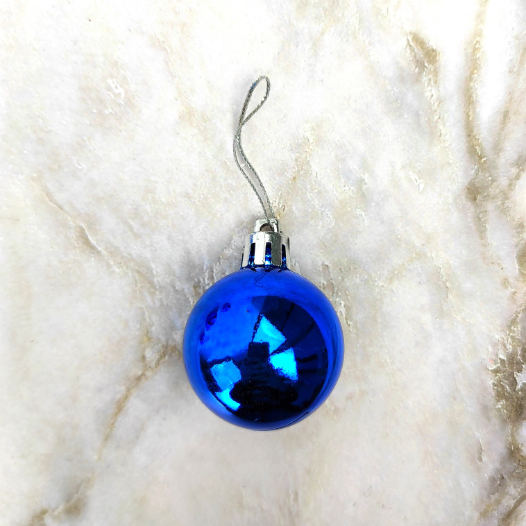 Картинка Набор пластиковых шаров d-4 см 6 шт синий Глянец Серпантин