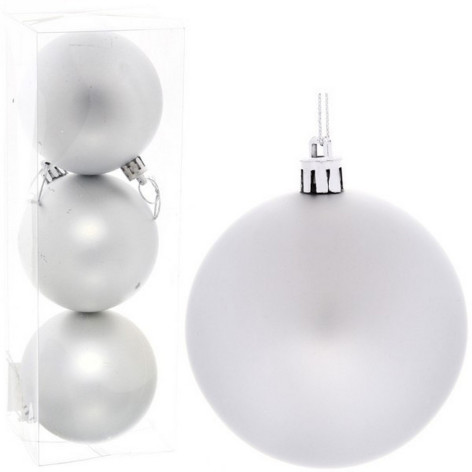 Набор пластиковых шаров d-8 см 3 шт серебро Матовый Серпантин