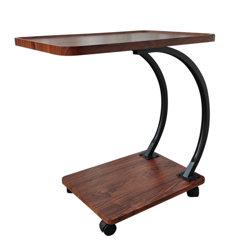 Стол МДФ журнальный 34*52*58 см 2-х ярусный рама металл черный на колесиках антик Baizheng