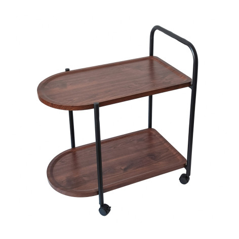 Стол МДФ журнальный 60*38*65 см 2-х ярусный рама металл черный на колесиках антик Baizheng