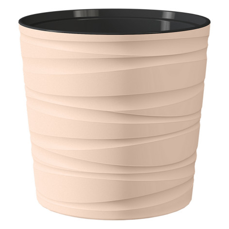 Кашпо пластиковое  8 л пудровый черная вставка Модерн Мини Bmc
