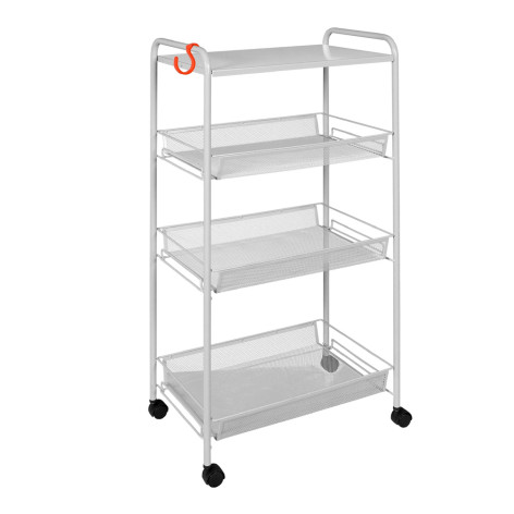 Этажерка металлическая 4-х ярусная 45х30х88 см белый Ладья 34 КС ЗМИ