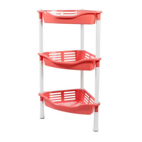 Этажерка пластиковая 3-х ярусная угловая 396х275х687 мм коралловый Krita Berossi