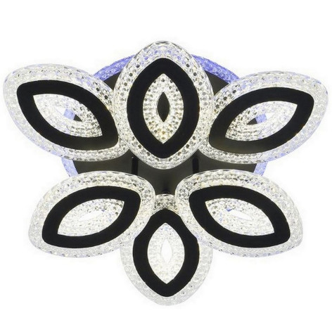 Люстра светодиодная 6 плафонов 50*12см 132Вт 4500LM 25м2 3 цвета прилож пульт черный Baizheng