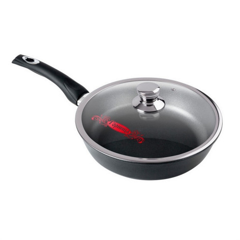 Сковорода алюминиевая 22 см стекл крышка под упак Универсальная Классик Горница