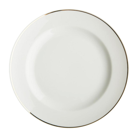 Тарелка фарфоровая обеденная 26,5 см Идиллия Отводка золотом по краю Добрушский