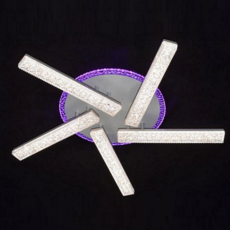 Люстра светодиодная 5 плафонов 64*9 см 100Вт 7000 LM 20м2 3 цвета прилож пульт белый Baizheng