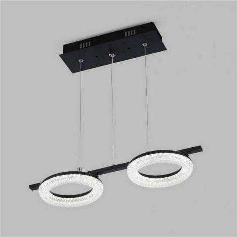 Люстра светодиодная кухонная 2 плафона 45*18*100 см 32Вт 2240 LM 9м2 3 цвета черный Baizheng