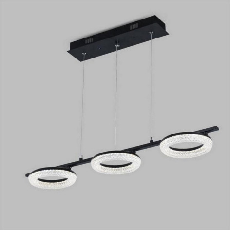 Люстра светодиодная кухонная 3 плафона 70*18*100 см 48Вт 3360 LM 12м2 3 цвета черный Baizheng