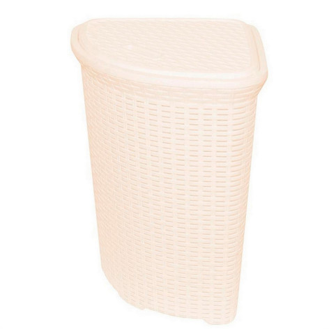 Корзина пластиковая для белья 60 л 405х405х570 мм угловая с крышкой слонов кость Ротанг Violet