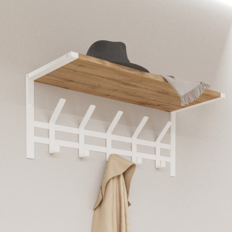 Вешалка металлическая настенная  67х27х27 см 5 двойных крючков с полкой белый Торонто 21Д ЗМИ Вешалка металлическая настенная  67х27х27 см 5 двойных крючков с полкой белый Торонто 21Д ЗМИ