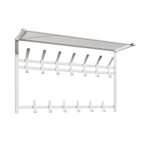 Вешалка металлическая настенная  88,5х27х54,5 см 13 крючков с полкой белый Торонто 32 ЗМИ
