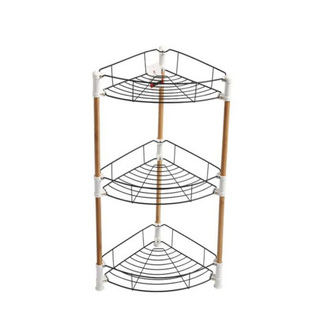 Этажерка металлическая 3-х ярусная угловая 48х26х54.5 см черный Бамбук Baizheng