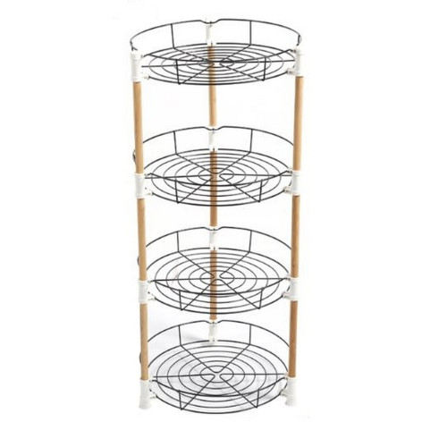 Этажерка металлическая 4-х ярусная 33.5х33.5х77 см круглая черный Бамбук Baizheng