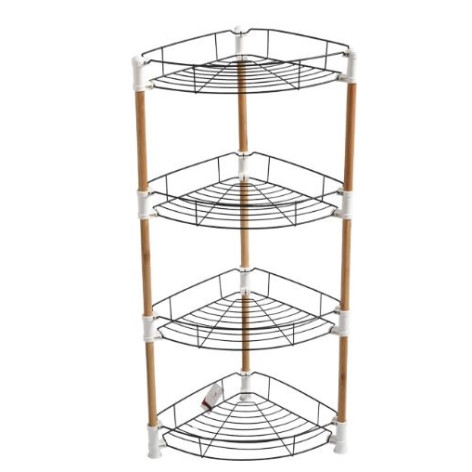 Этажерка металлическая 4-х ярусная угловая 38.5х27.5х77 см Бамбук Baizheng
