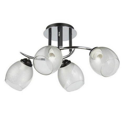 Люстра 4 плафона 52*36*24 см Е27 60Вт 16м2 плафон стекло черный хром Baizheng