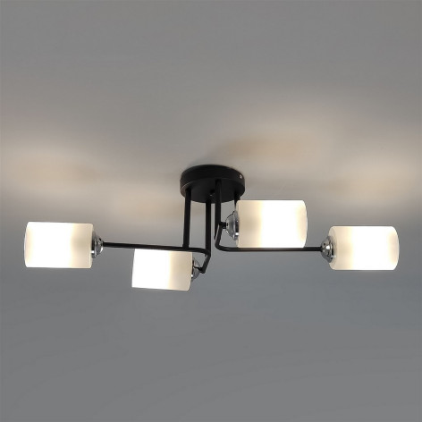 Люстра 4 плафона 69*36*21 см E27 60Вт 16м2 плафон стекло черный хром Baizheng