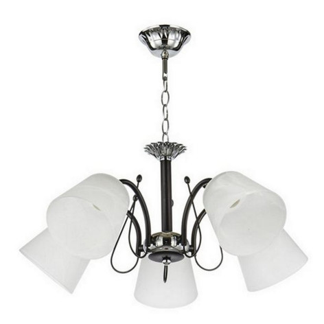 Люстра 5 плафонов 53*50 см Е27 60Вт 20 м2 плафон стекло черный хром Baizheng