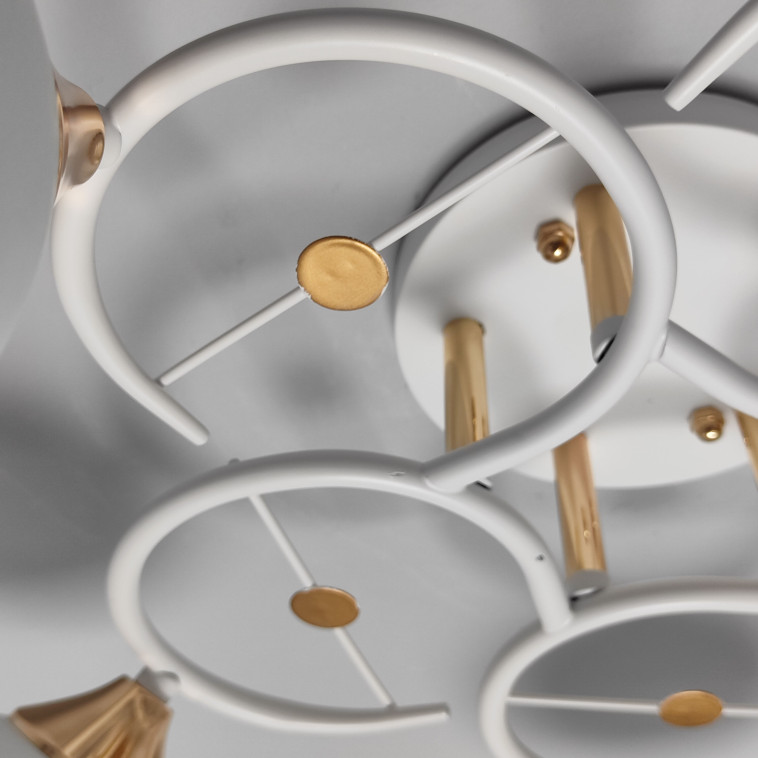 Картинка Люстра 5 плафонов 59*24 см Е27 60Вт 20м2 плафон стекло бело-золотой Baizheng