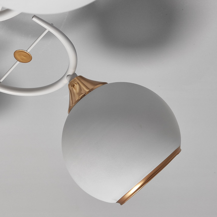 Рисунок Люстра 5 плафонов 59*24 см Е27 60Вт 20м2 плафон стекло бело-золотой Baizheng